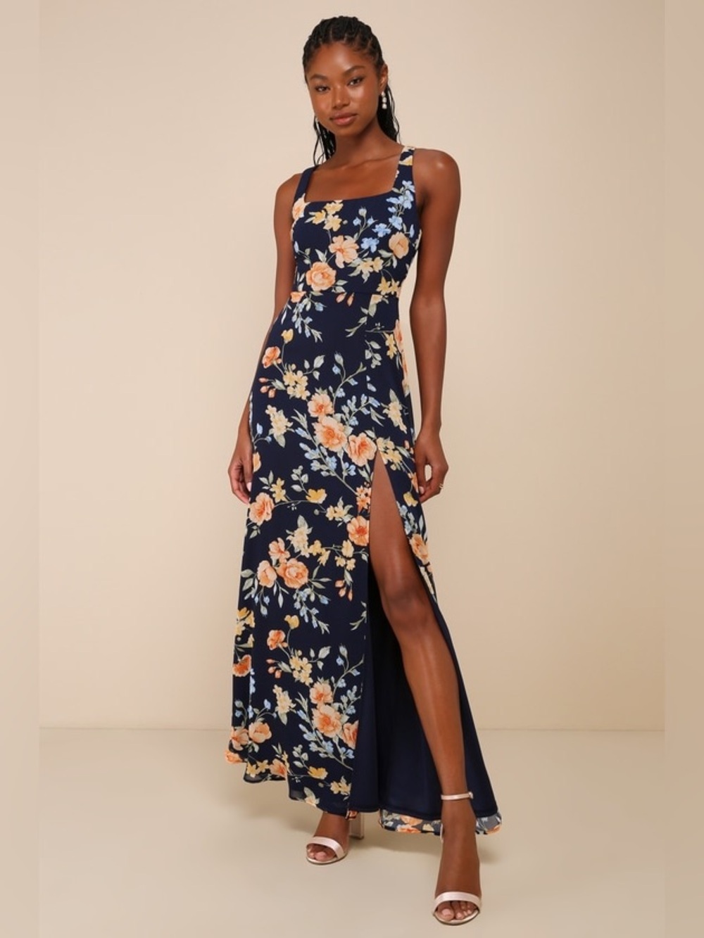Lulus Remarkable Arrival Navy Blue Floral Sleeveless Maxi Dress - Picture 5 of 10